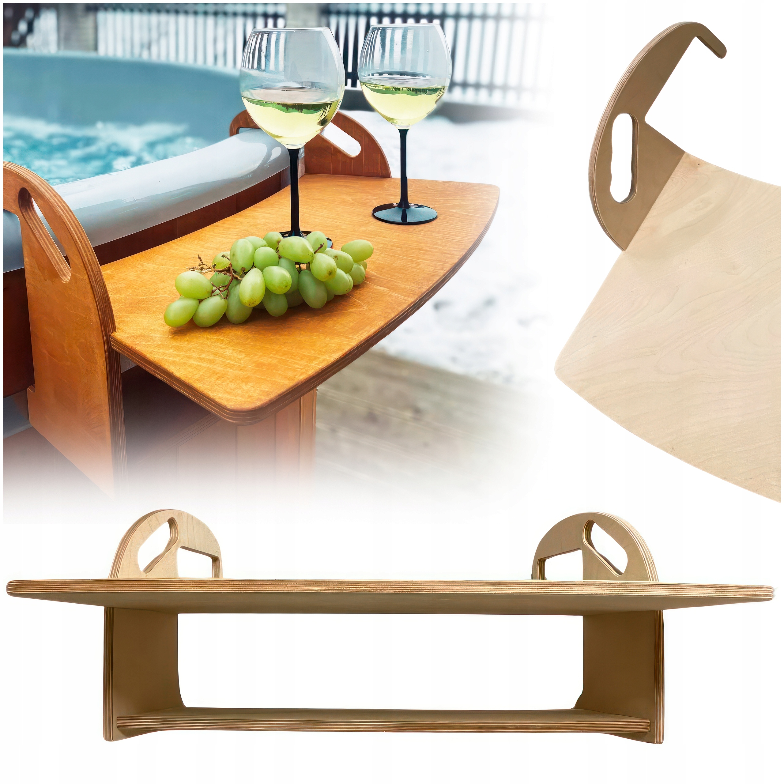 Minibarový Stolek Pro Zahradní Vířivku Závěsný Dřevěný Voděodolný