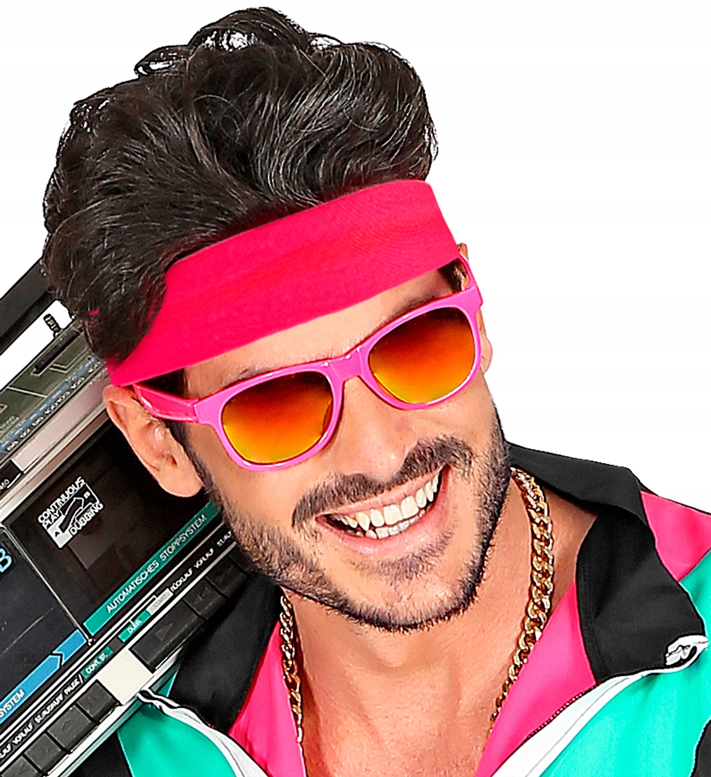 OPASKA Materiałowa Na Głowę Neonowa RÓŻOWA Disco Lata 80 Karnawał Marka Widmann