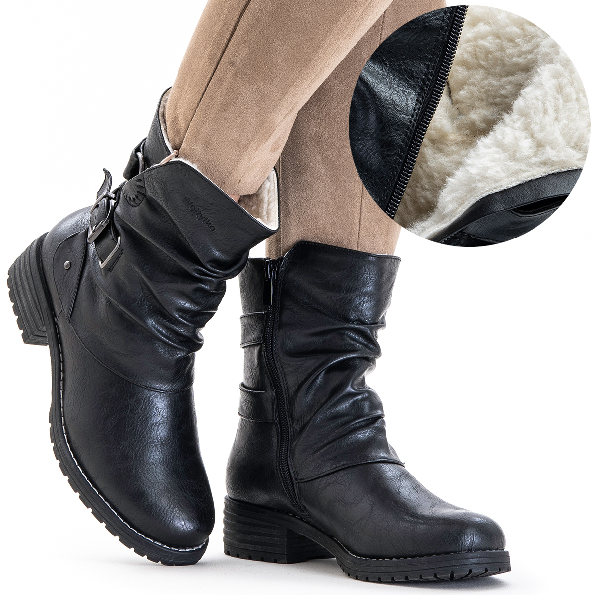 Kotníkové Boty Vlna měkká Tuhost H lehký Dezén Podrážky kožíšek Wojtyłko 36