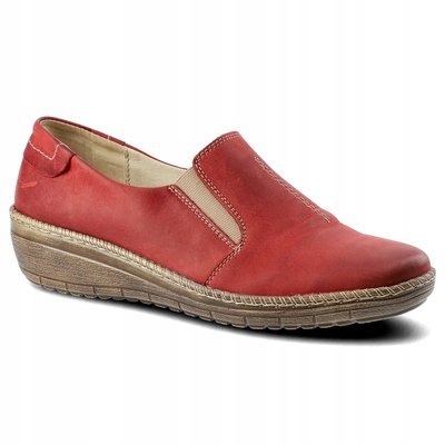 

Bordowe Półbuty Helios Damskie Skórzane Obuwie