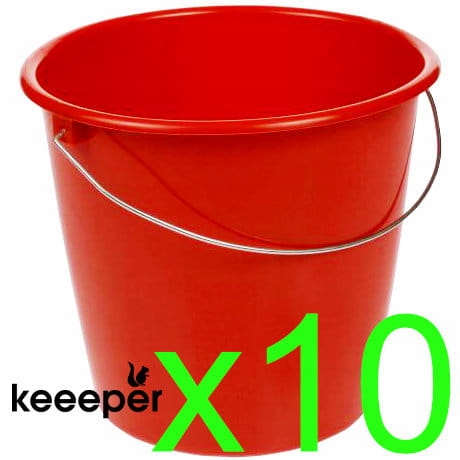 10 x Červené vědro s kovovou rukojetí 10 l Keeeper Pevné