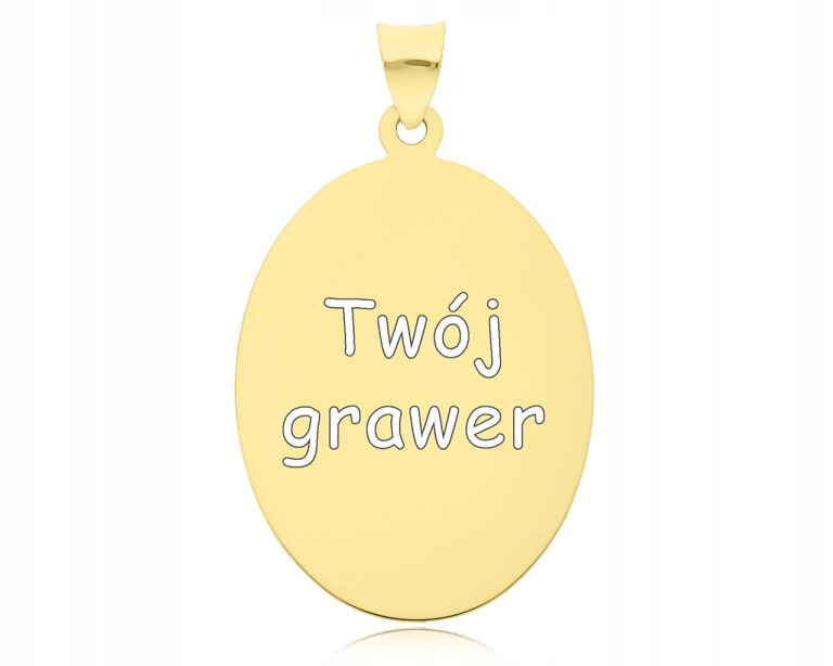 Zlatý přívěsek pánský plech velký oválný gravírování pr. 585