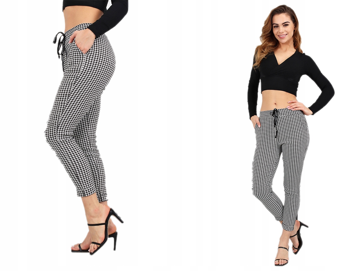 

Spodnie Rurki Cygaretki Pepitka Krat 48 4XL 2341