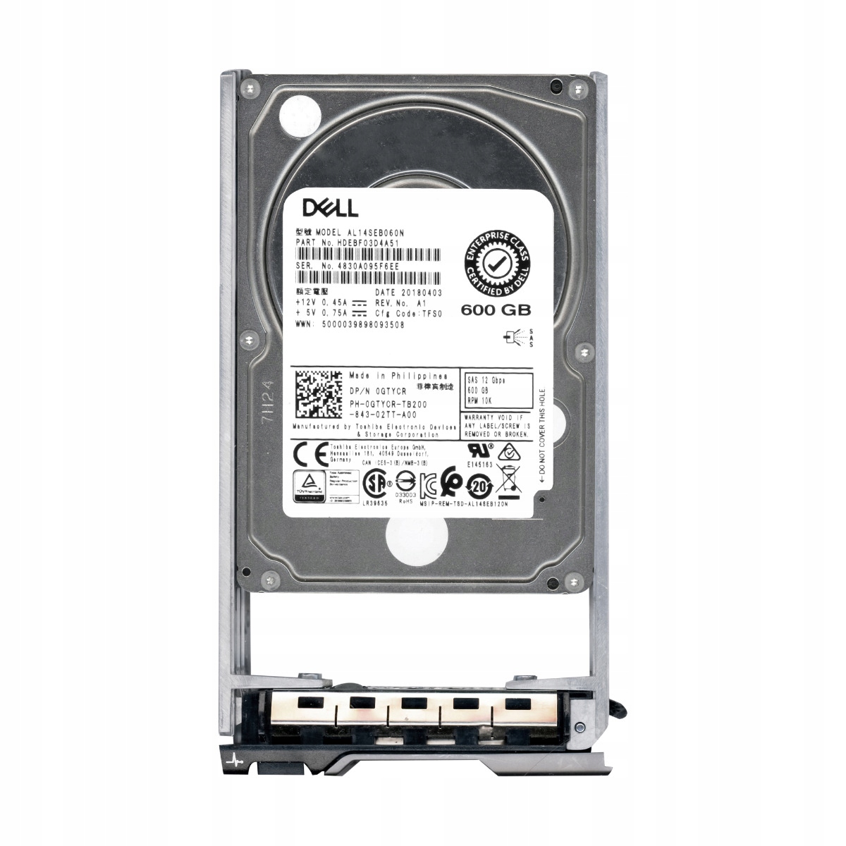 Dell 0GTYCR 600GB 10K 128MB SAS-3 2.5'' AL14SEB060N