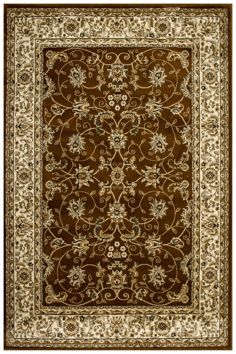 Dywan Ornamentowy Bogaty Wzór Kwiatowy Beż Brąz Gruby Rose 200x290 cm