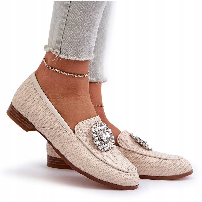 Dámské Mokasíny Na Plochém Podpatku S Broží D&a MR38-676 Béžové 39