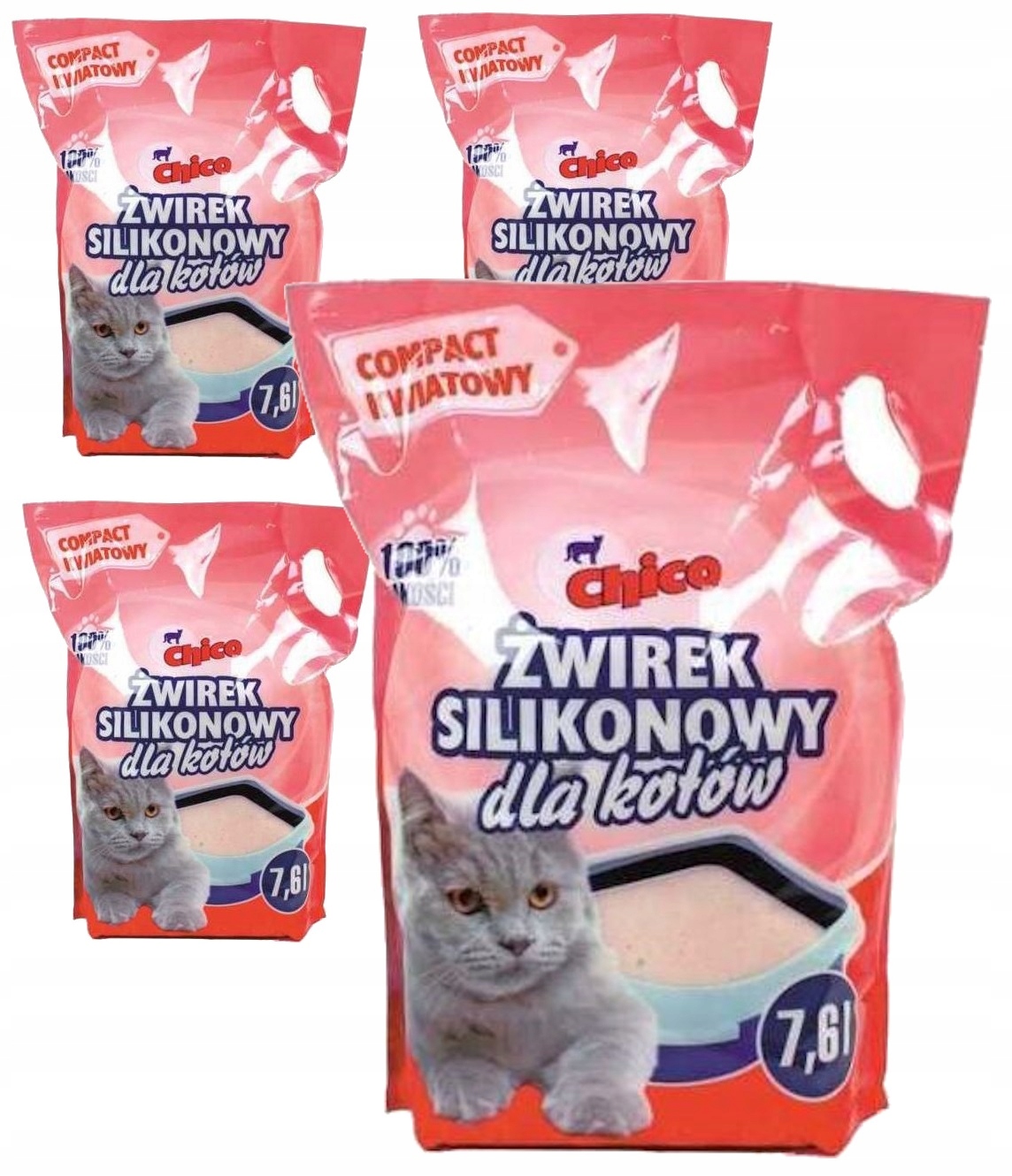 Chico Żwirek Silikonowy Dla Kotów Compact Kwiatowy 30,4l (4x7,6l)