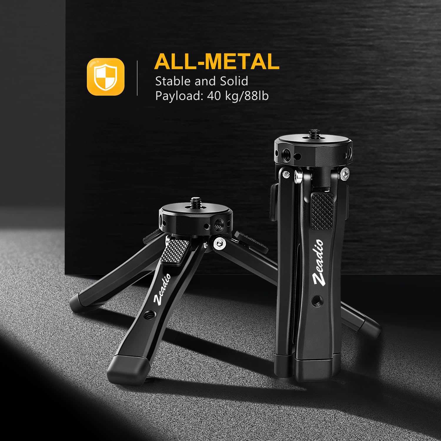 ZEADIO Metalowy Mini Statyw Do Kamer Regulowana Wysokość Do Vlogów Gimbal — miniatura 2