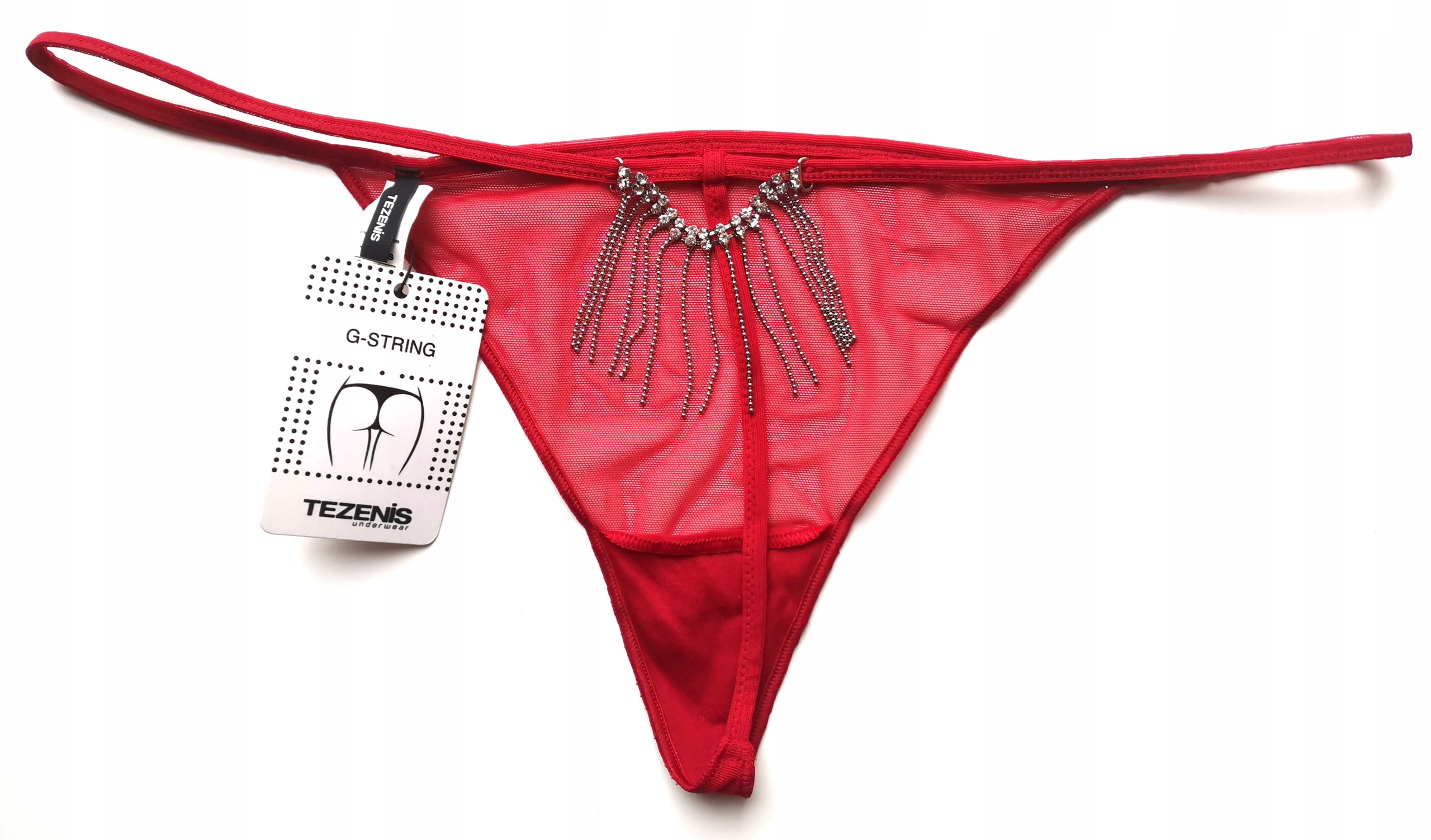 TANGÁ TEZENIS NOHAVIČKY G-STRING ZIRKÓNY RED HIT L, (8058846750575