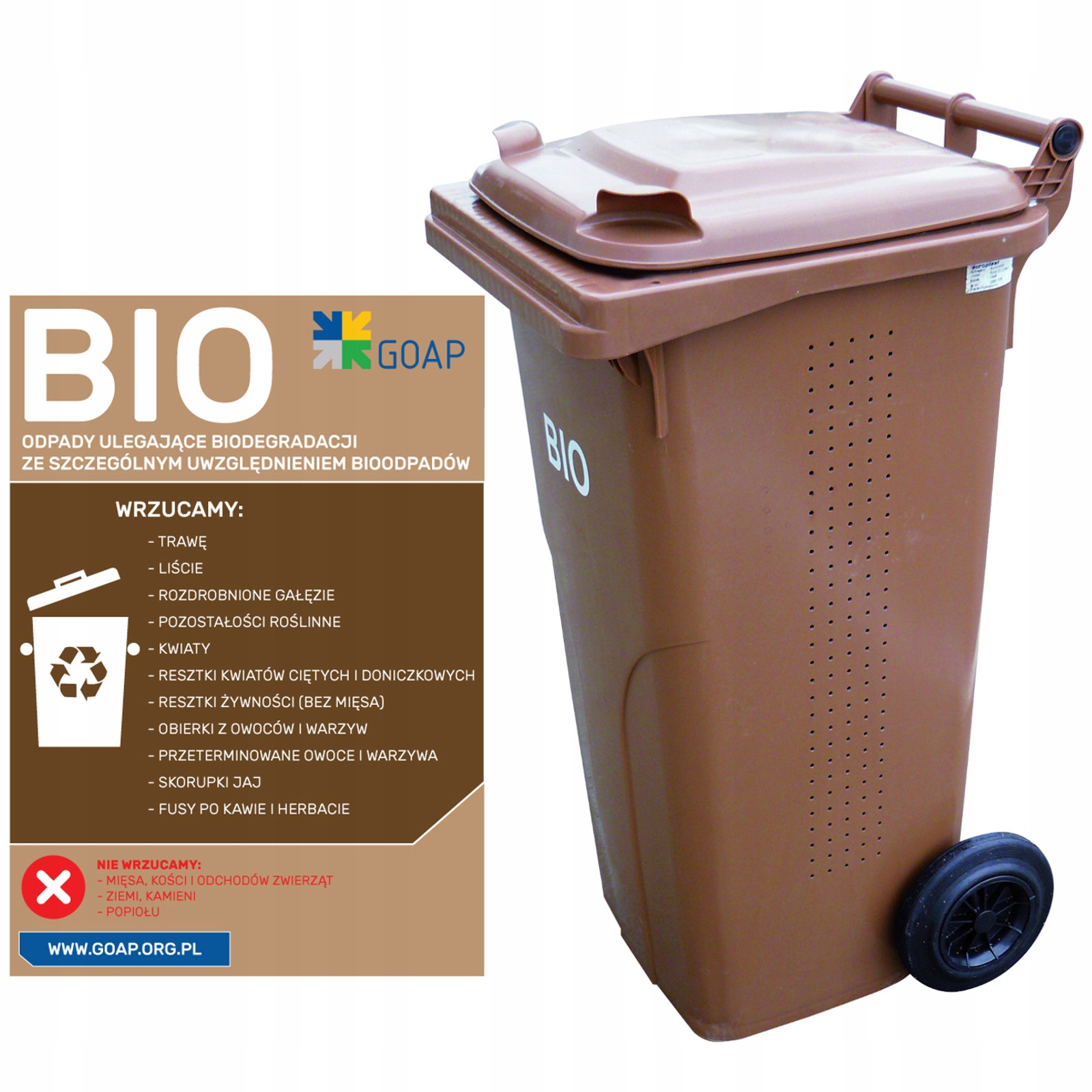 Nádoba, koš na odpadky a smetí Europlast Austria hnědý 120L Bio