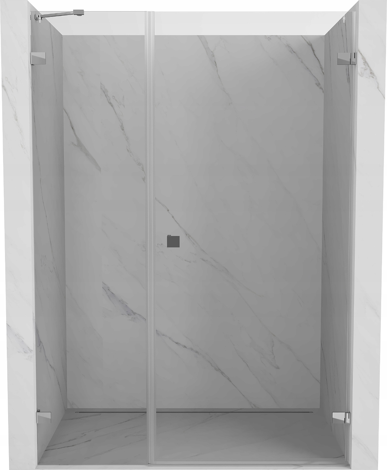Drzwi prysznicowe 115 prawe wnękowe uchylne Mexen Lunar-B EasyClean chrom