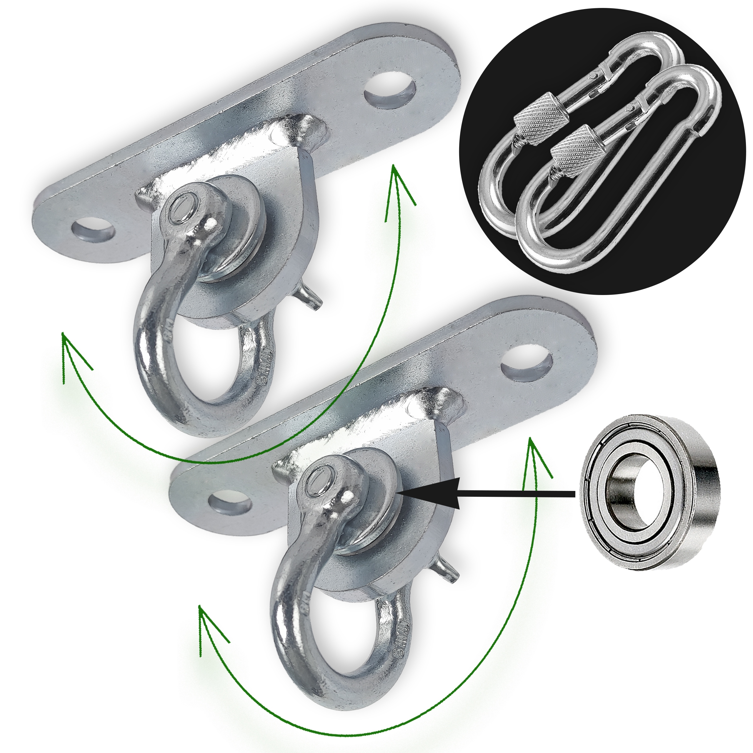 Otočná klika s ložiskem a skobou Pozink