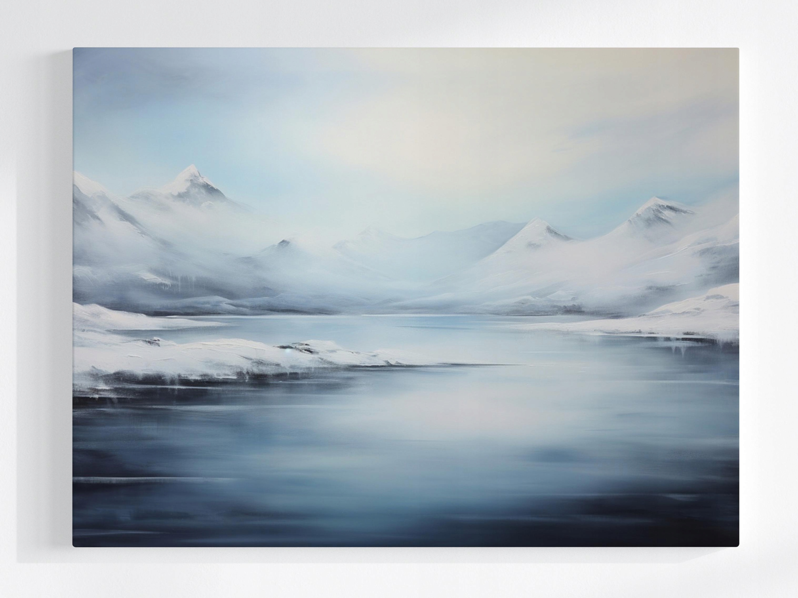 Obraz Na Plátně Canvas Krajina Hory Voda Jezero Fiord Zimní Sníh 80x60