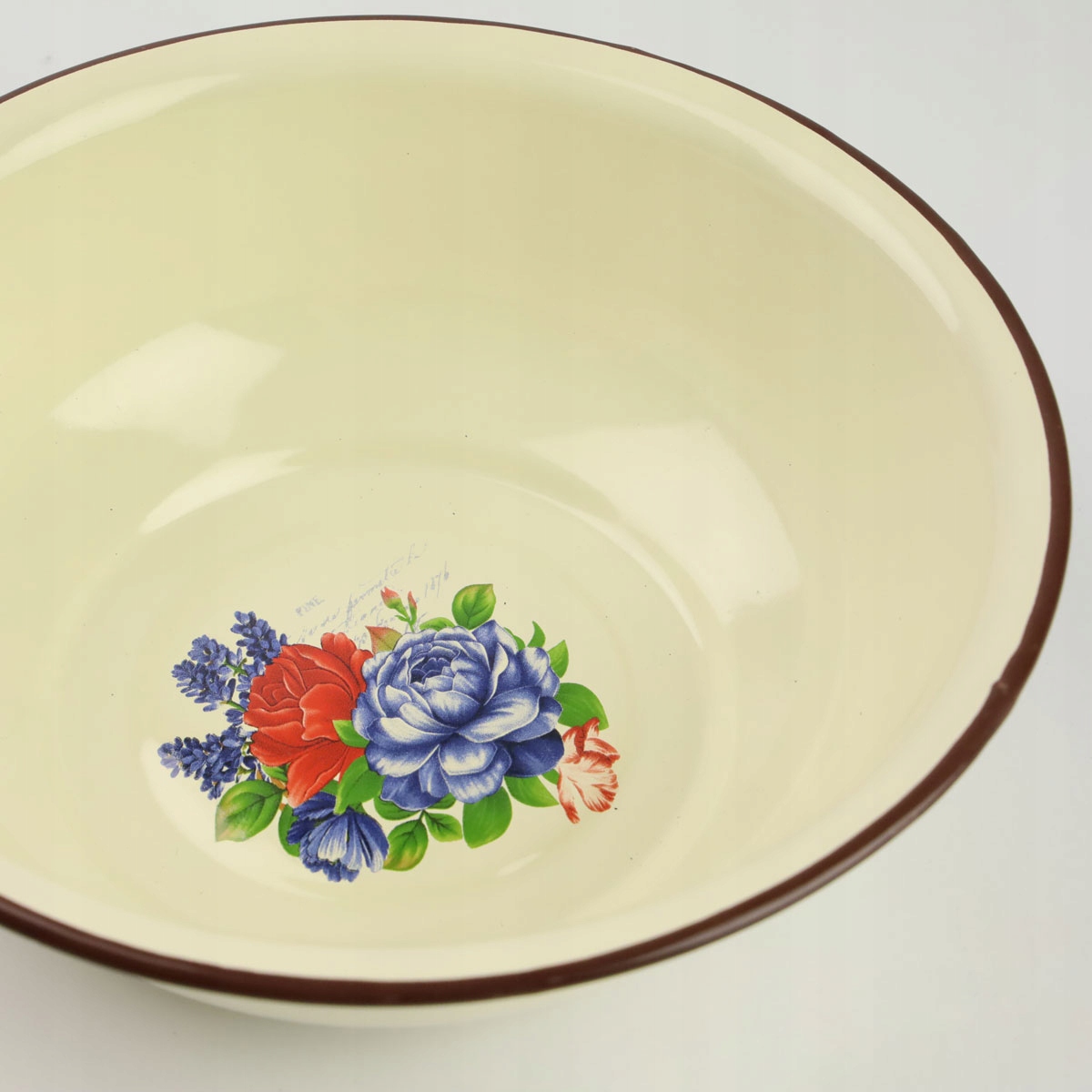 MISKA EMALIOWANA MISA 22 CM NA ZUPĘ OWOCE WARZYWA WZÓR KWIATY