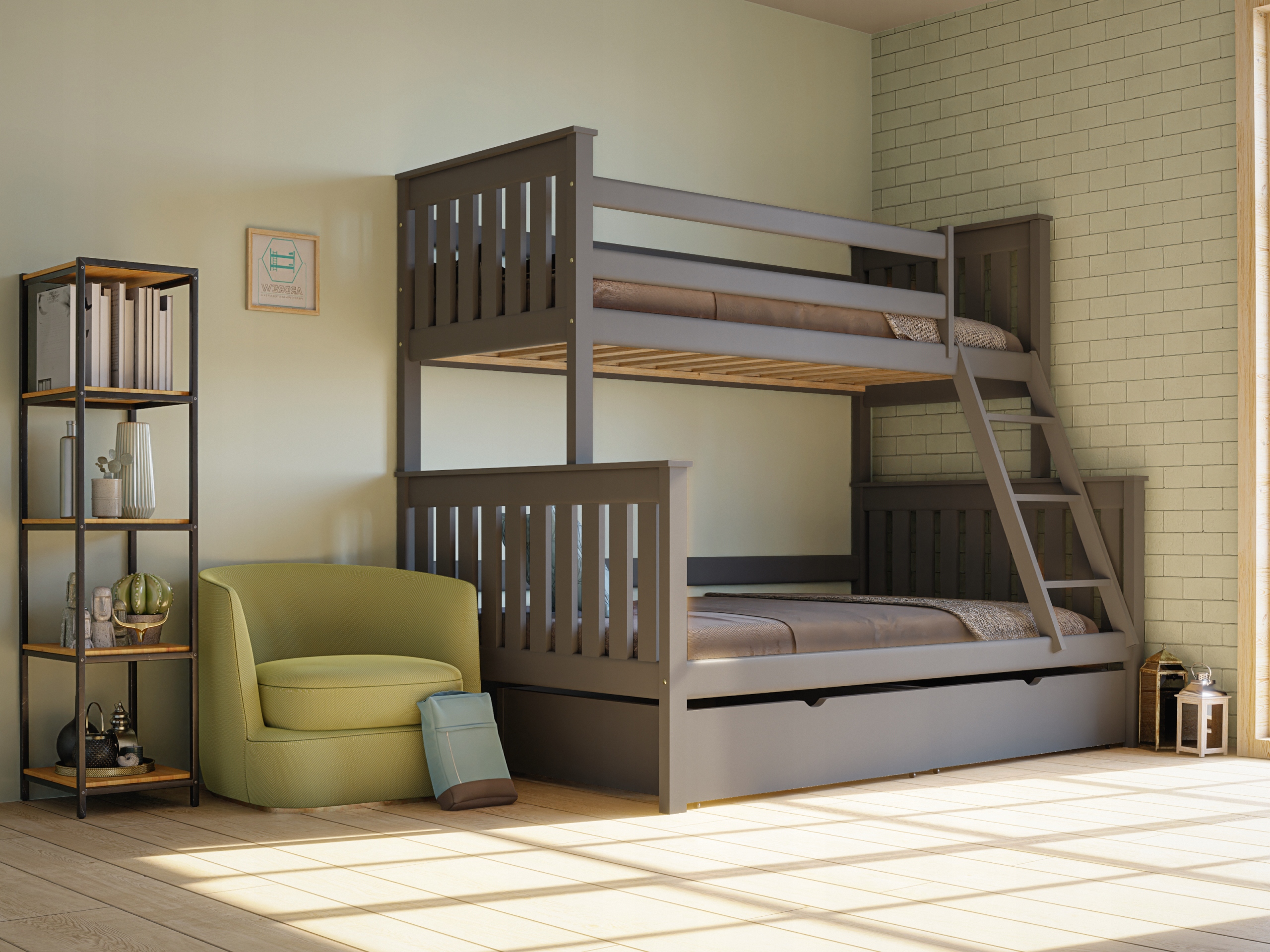 łóżko piętrowe AREK 3 osobowe Typ łóżko piętrowe