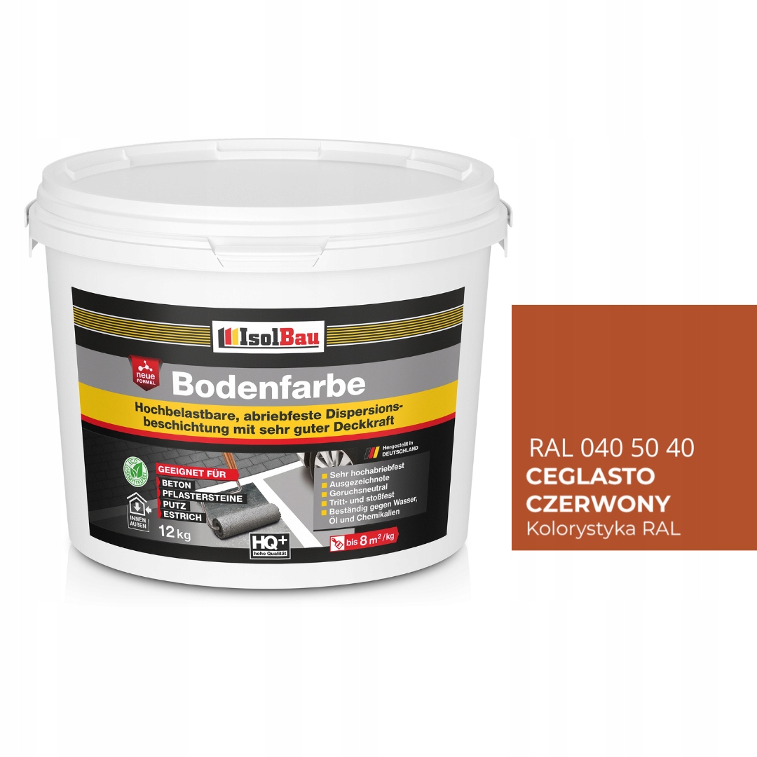 Farba do betonu kostki drewna metalu uniwersalna Bodenfarbe Ziegelrot 12KG