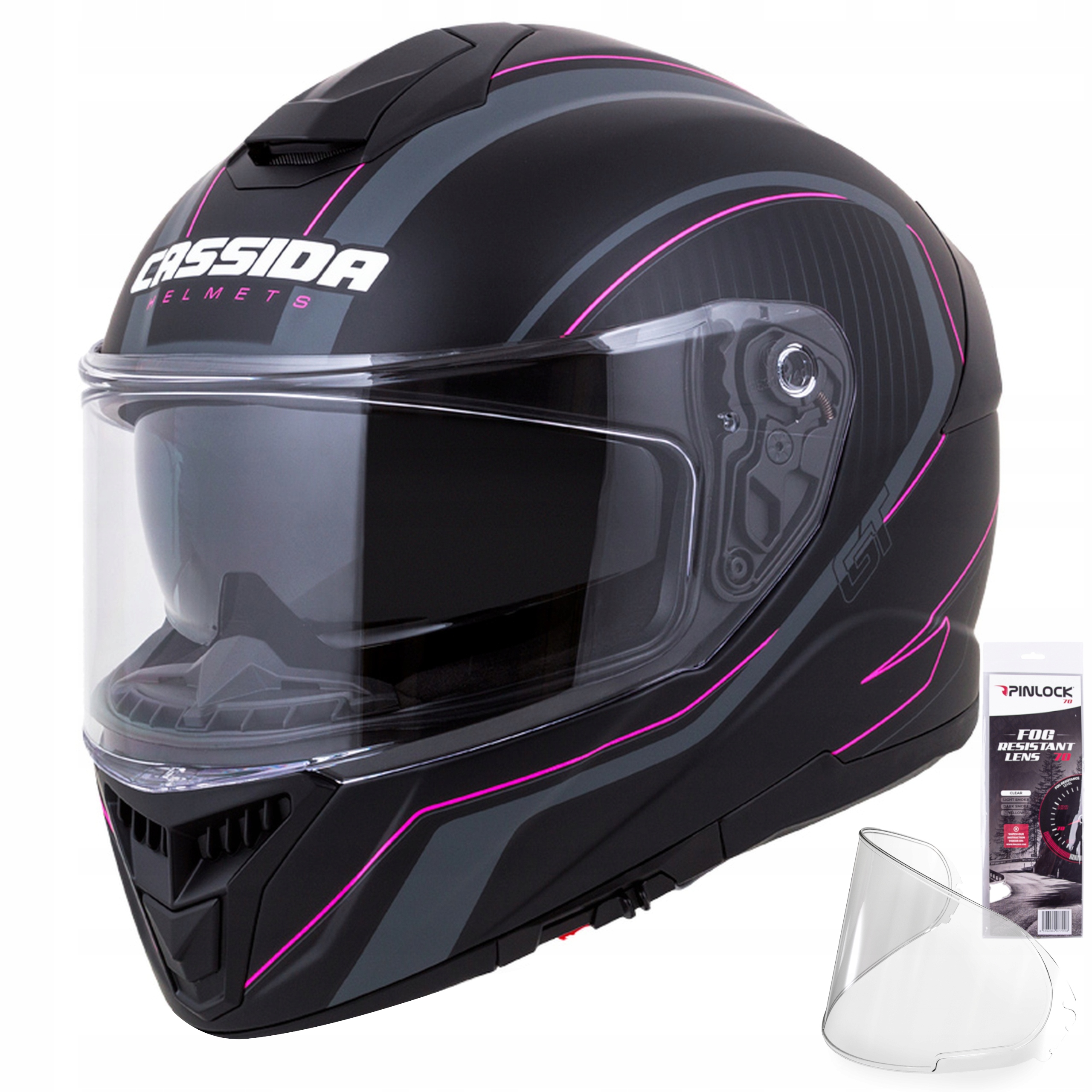 CASSIDA KASK MOTOCYKLOWY GT2 Z WŁÓKNA + PINLOCK M