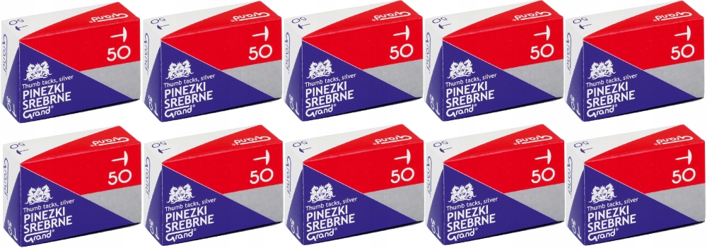 

Pinezki Grand 50szt srebrny x 10