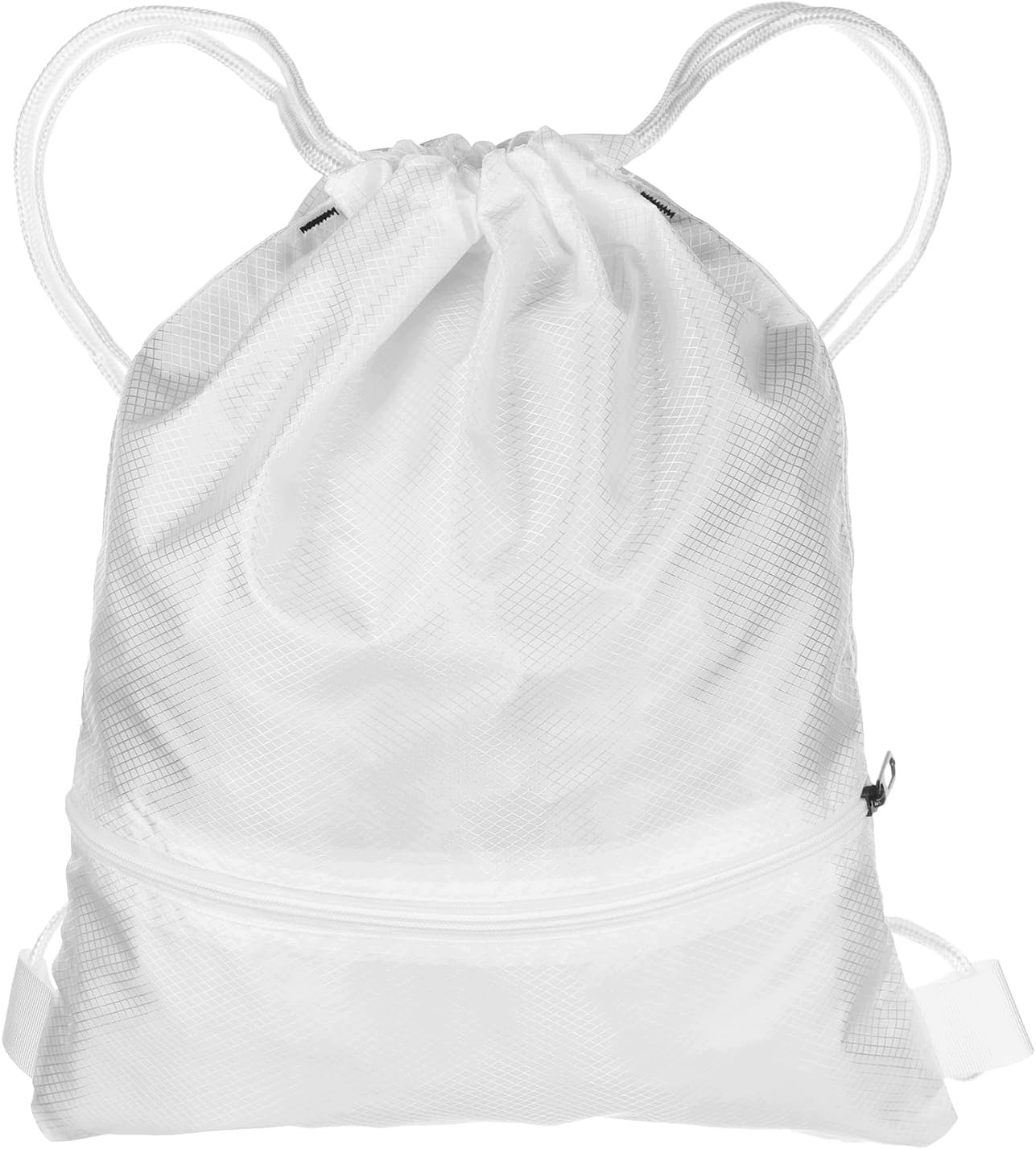 Worek sportowy na sznurku biały 37x45.5 cm lekki plecak na siłownię