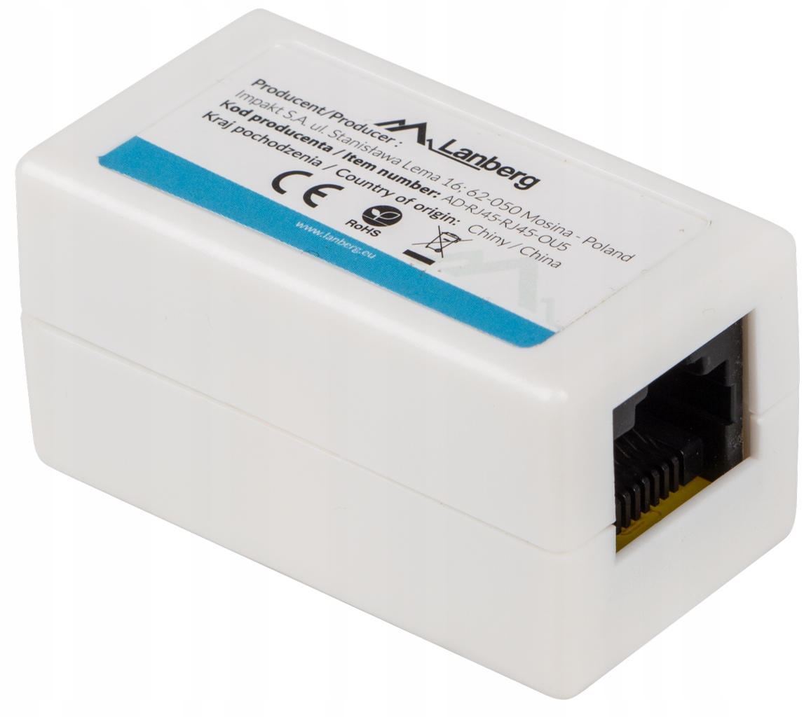 

Adapter złączka sieciowa RJ45 x2 kat5e Utp Lanberg