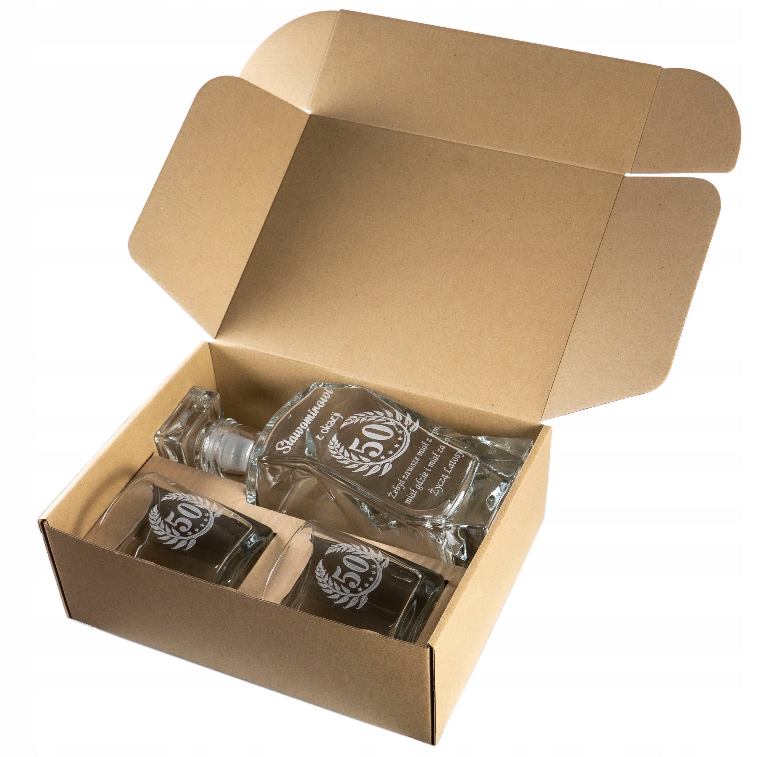 KARAFKA 2 SZKLANKI Z GRAWEREM DO WHISKY PREZENT Marka inna