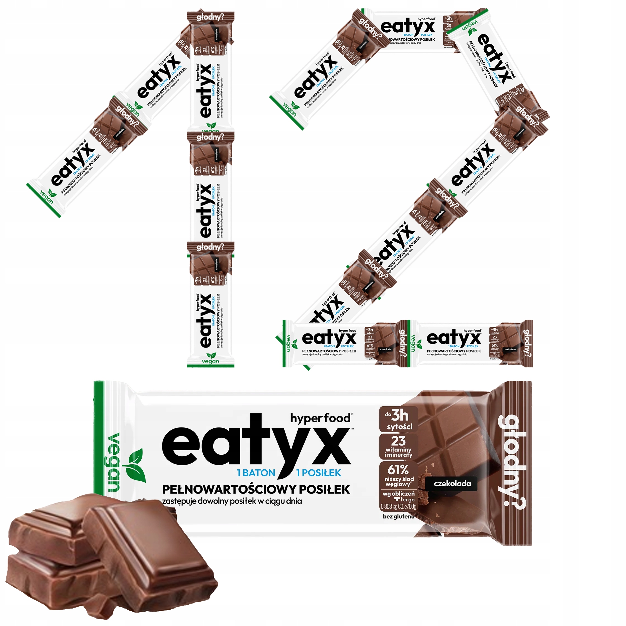 eatyx 12x Pełnowartościowy posiłek baton Danie gotowe proteinowy Czekolada