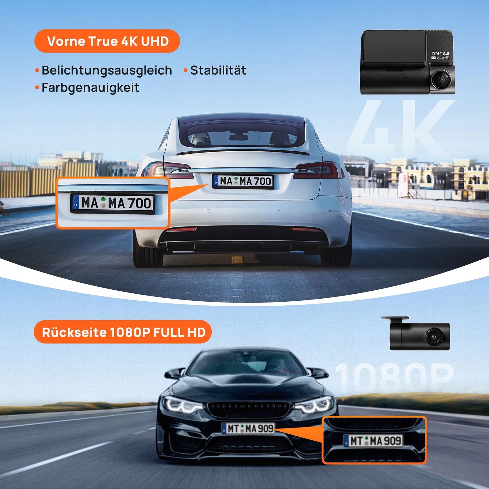 70MAI Kamera Samochodowa 4K HDR Dualna 128GB Sony STARVIS GPS WiFi ADAS — miniatura 2
