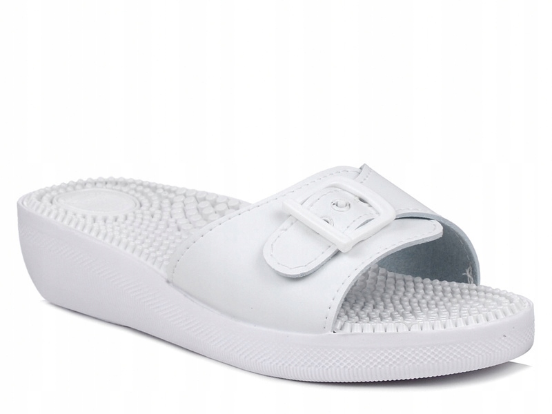 Klapki damskie Fakirki KF-01 medyczne sanitarne białe masujące z kolcami 37
