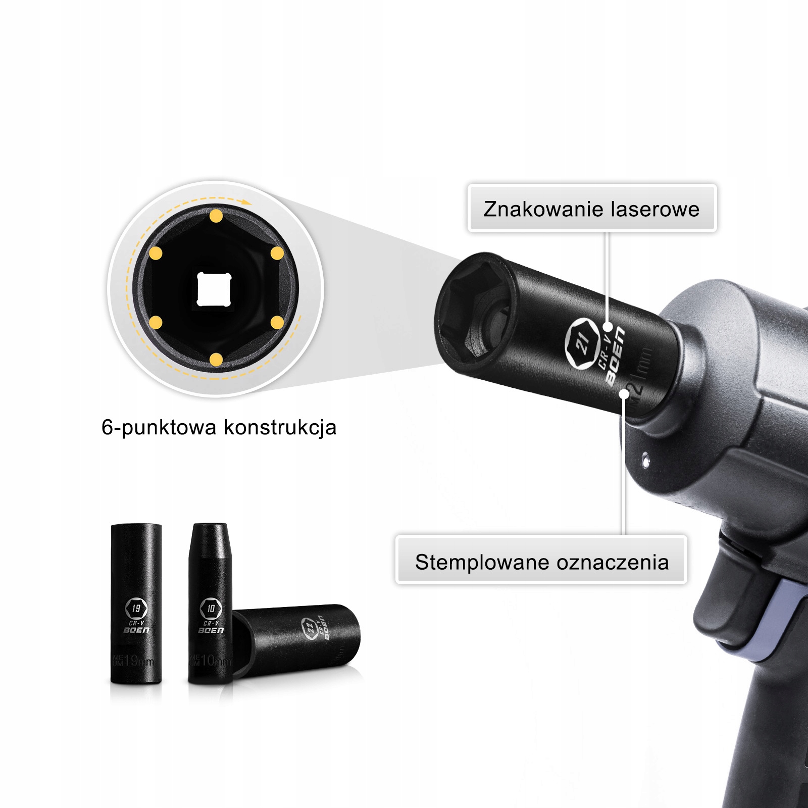 NASADKI UDAROWE 1/2 ZESTAW NASADEK UDAROWYCH 10-24mm 11szt Marka inna