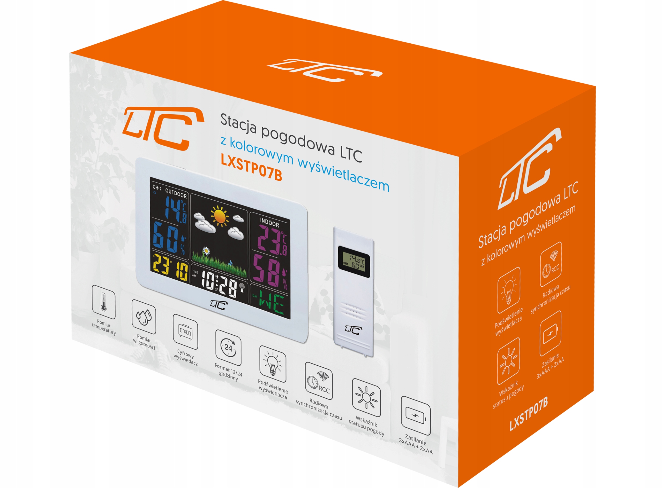 DOKŁADNA STACJA POGODOWA BEZPRZEWODOWY TERMOMETR AUTOMATYCZNA DATA GODZINA Model STP07B