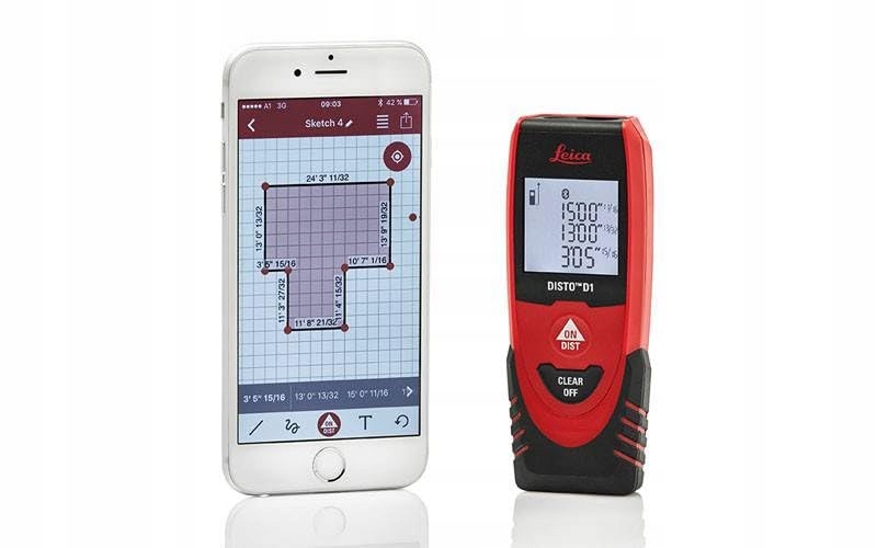 LEICA DISTO D1 Laserowy Dalmierz Bluetooth 40m Wewnętrzny — miniatura 3