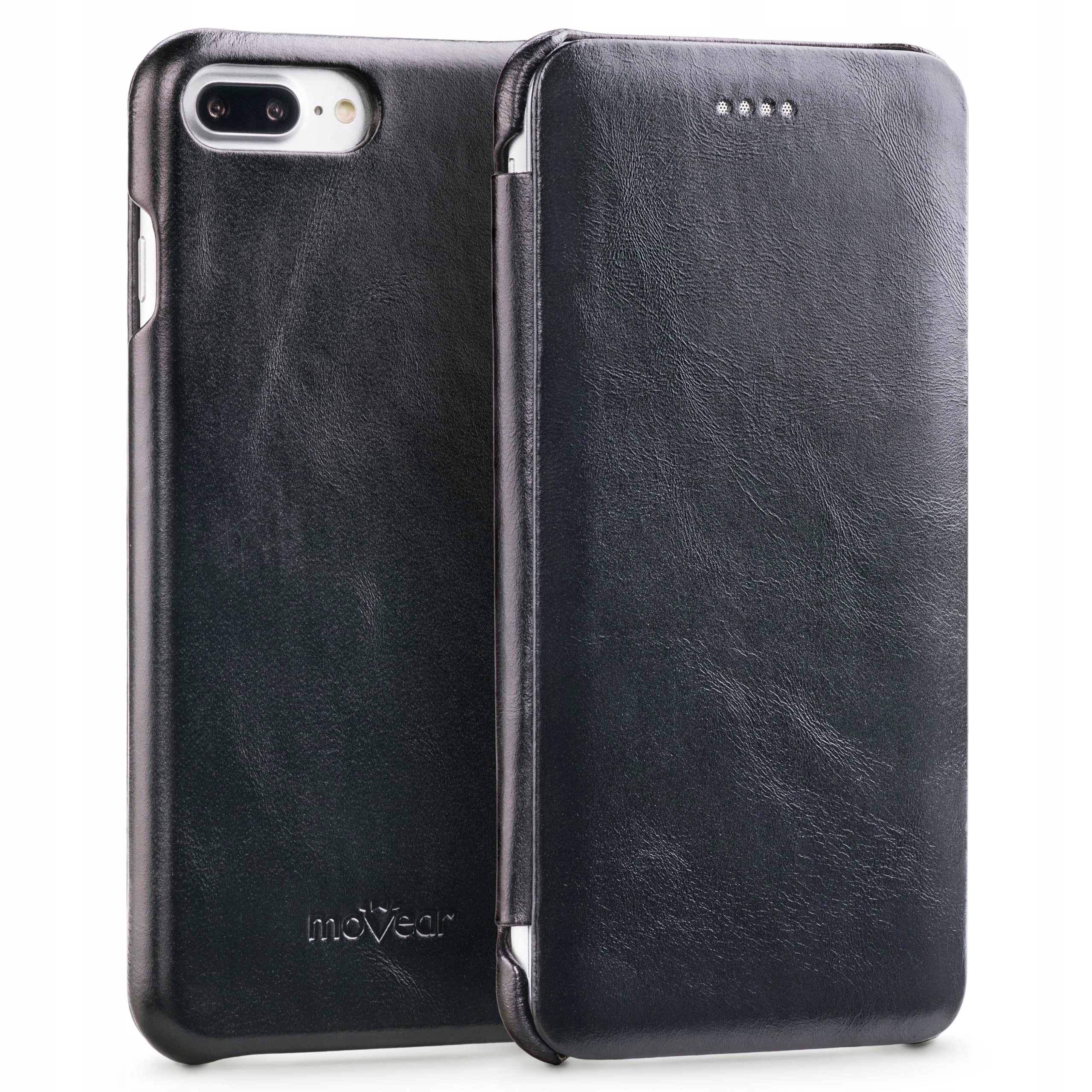 Kožený Pouzdro pro iPhone 8/7 Plus Obal , černý, Movear