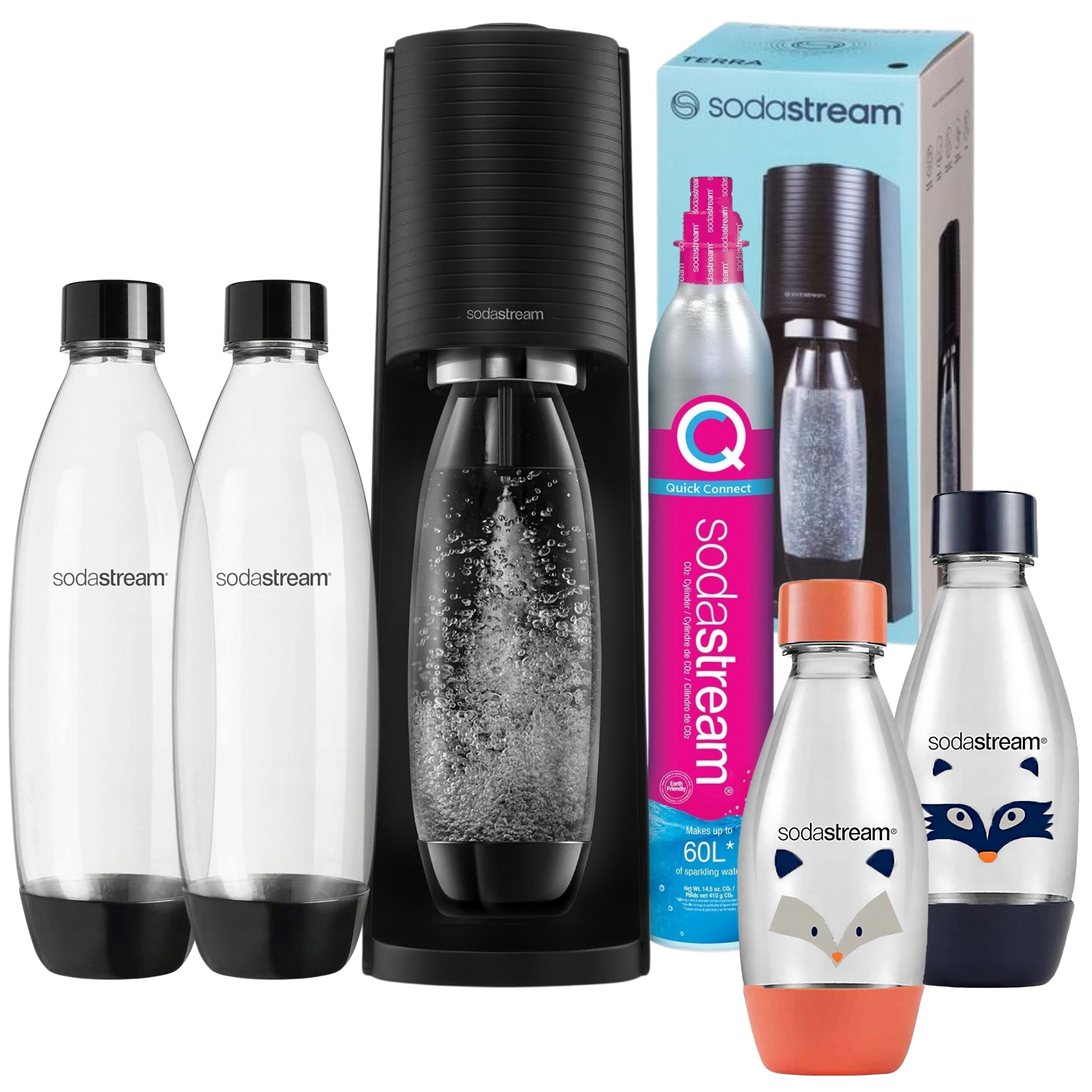 Saturátor Sodastream Terra výrobník sódy čierny, 4 fľaše