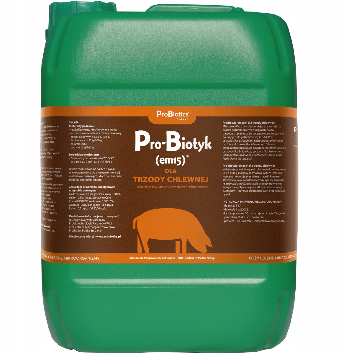 PRO-BIOTYK EM15 10L DLA TRZODY CHLEWNEJ PROBIOEMY PROBIOTYK EM-15 ODPORNOŚĆ
