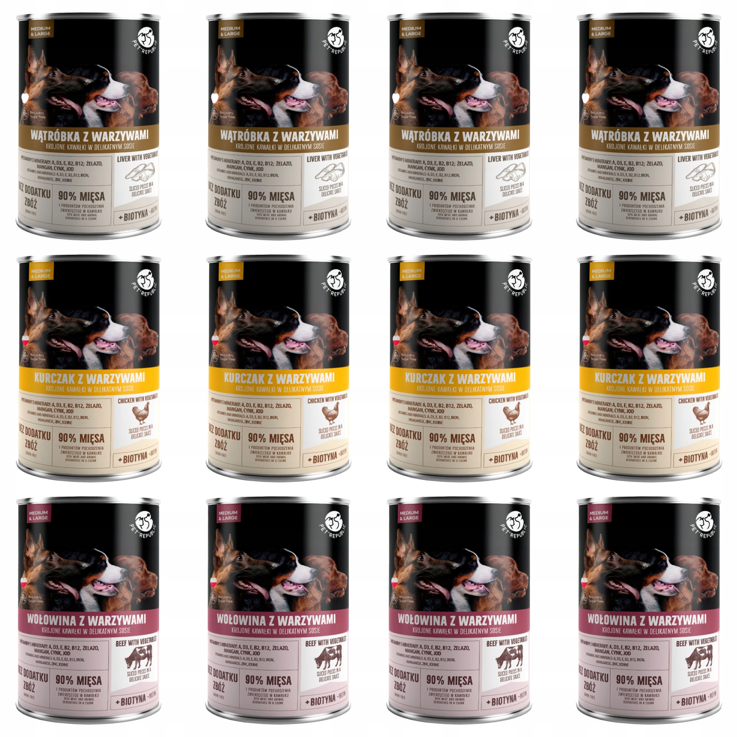 Pet Republic kawałki w sosie Mix Smaków karma dla psa mokra 12 x 1250g