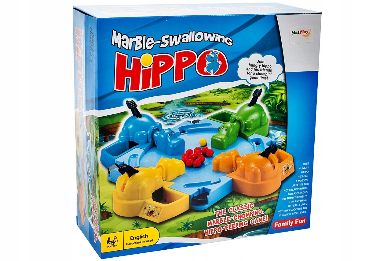 HIPOPOTAM GRA ZRĘCZNOŚCIOWA DLA 4 OS GŁODNE HIPCIE Marka MalPlay