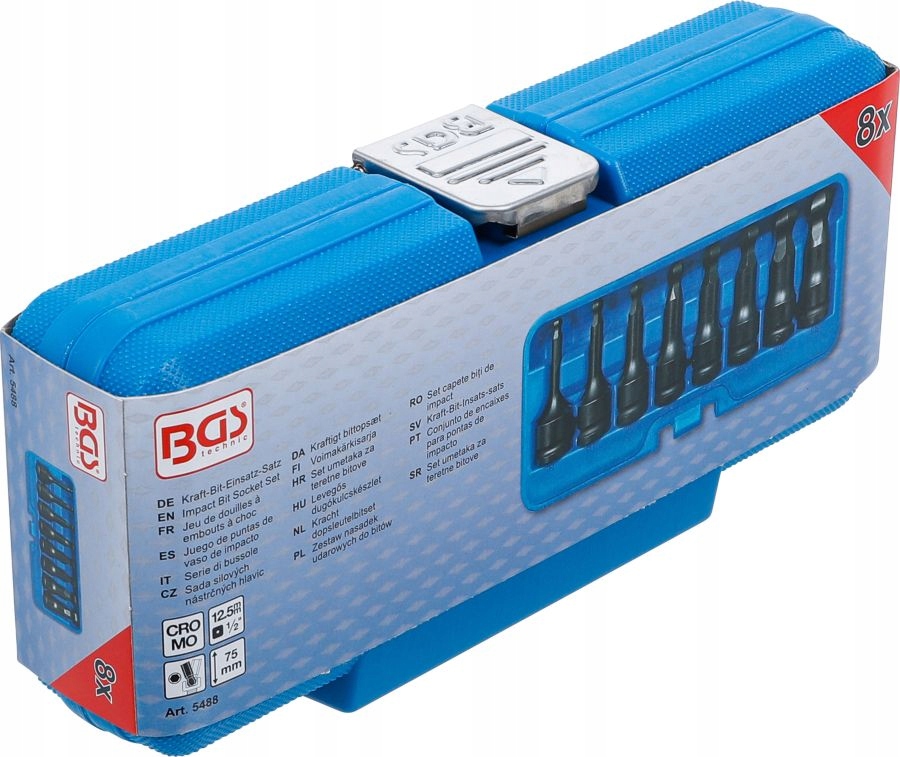 Nasadki udarowe 1/2 imbus z kulką 6-19 mm 8 szt. Typ 4-kątna