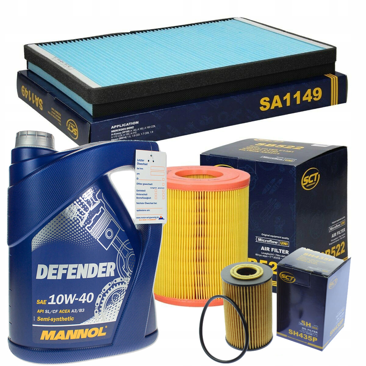 

Zestaw filtrów A-klase w168 a140 ,160,190,210 +ole