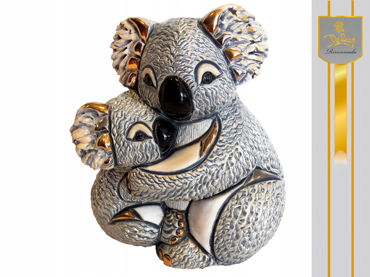 Figurka Ceramiczna Koala Z Dzieckiem Ręcznie Malowana Kolekcjonerska