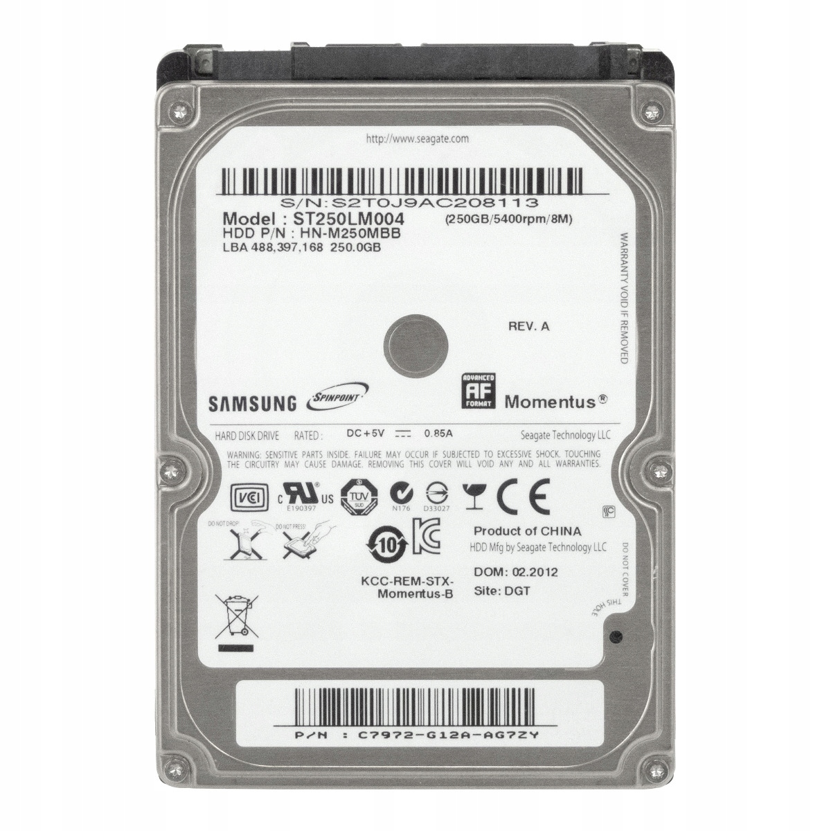 Samsung SpinPoint M8 250GB 5.4K 8MB Sata II 2.5'' ST250LM004