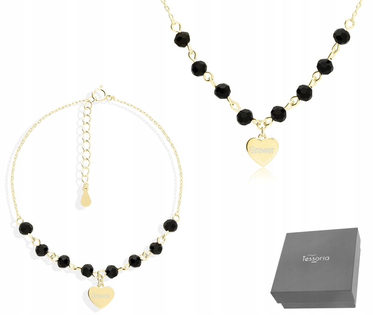 Sada Zlatých Šperků Náhrdelník A Náramek Gravírování Stříbro 925