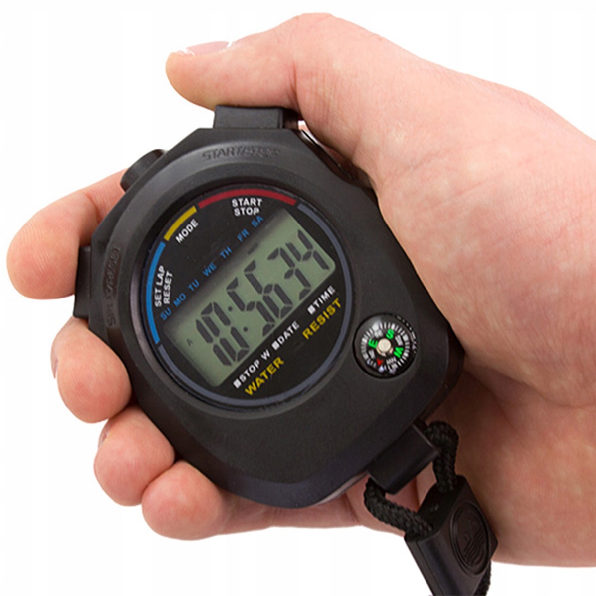 STOPER SPORTOWY LCD CYFROWY WIELOFUNKCYJNY CZAS ZEGAR KOMPAS SZNUREK AG356 Marka Aptel