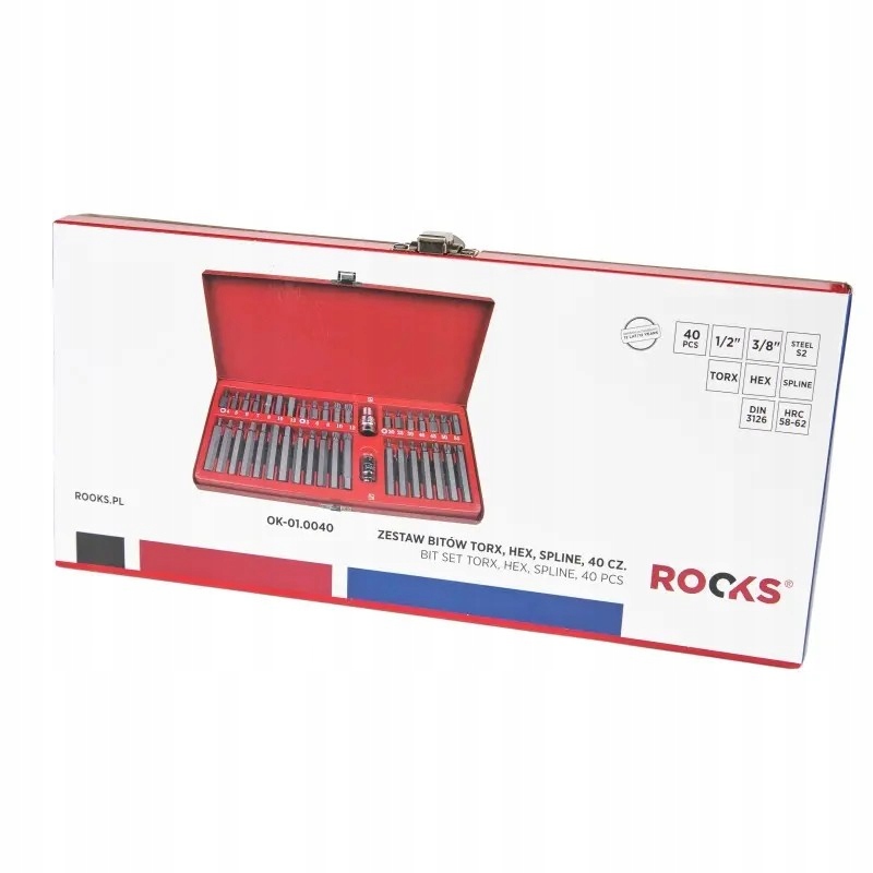 Rooks ZESTAW BITOW TORX HEX SPLINE 40 CZESCI Producent code ok 01 0040
