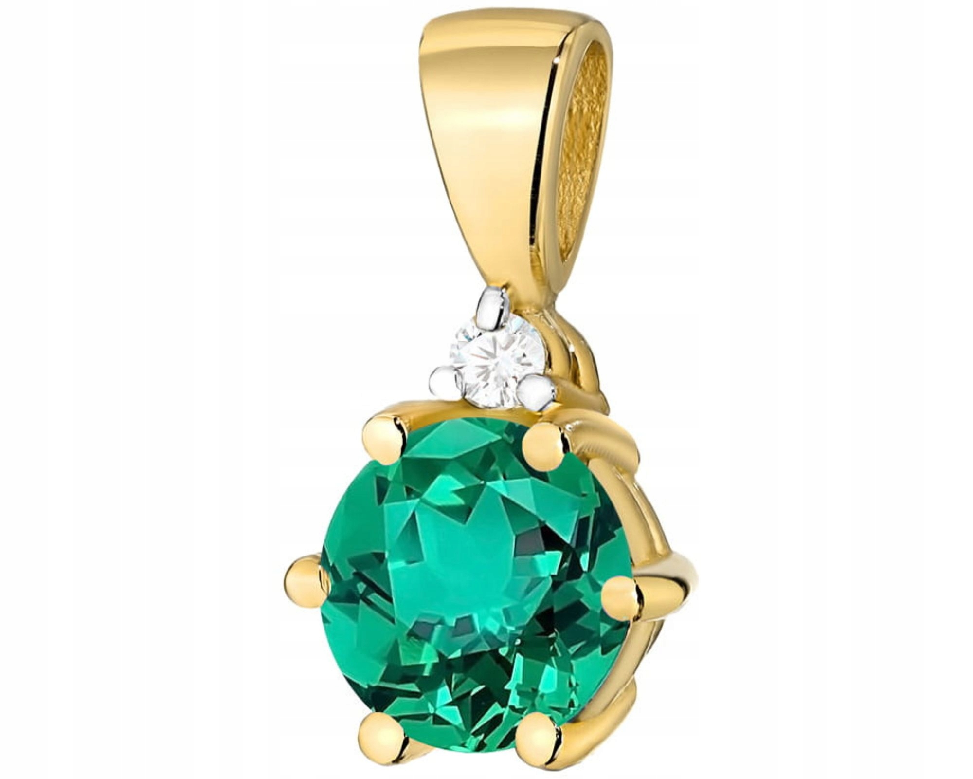 Zlatý Přívěsek Přírodní Kámen Zelený Smaragd A Diamant Jako Dárek