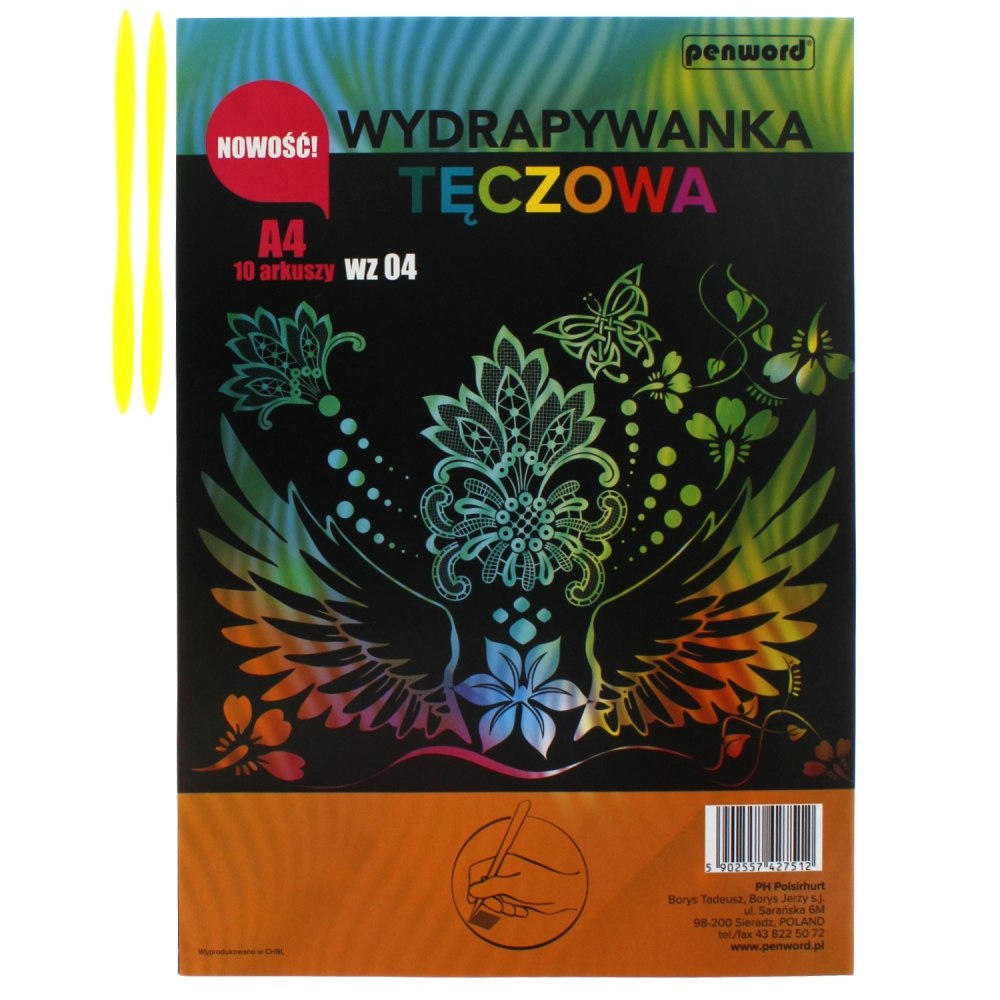 wydrapywanka tęczowa  A4 a'10 multicolor WZ-04 + 2 rylce — 6