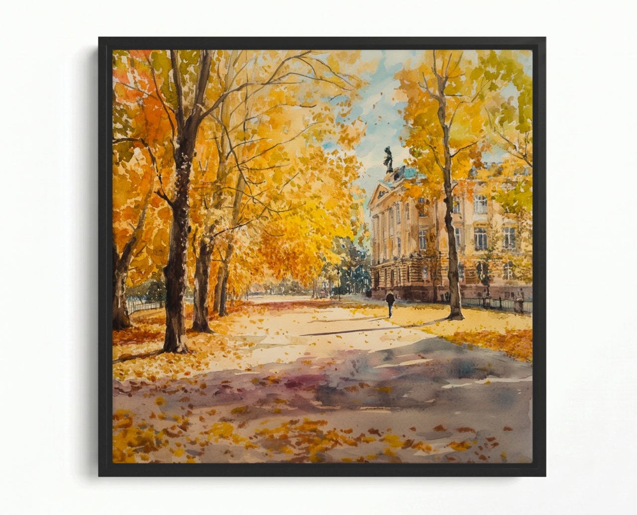 Obraz Rám Americký Box Město Ulice Park Podzim Stromy Procházka Pohled 80x80