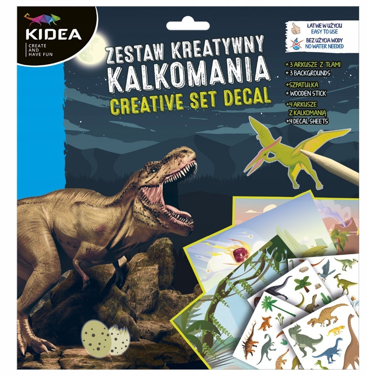 

Kalkomania Zestaw Kreatywny Dinozaury Dino Kidea