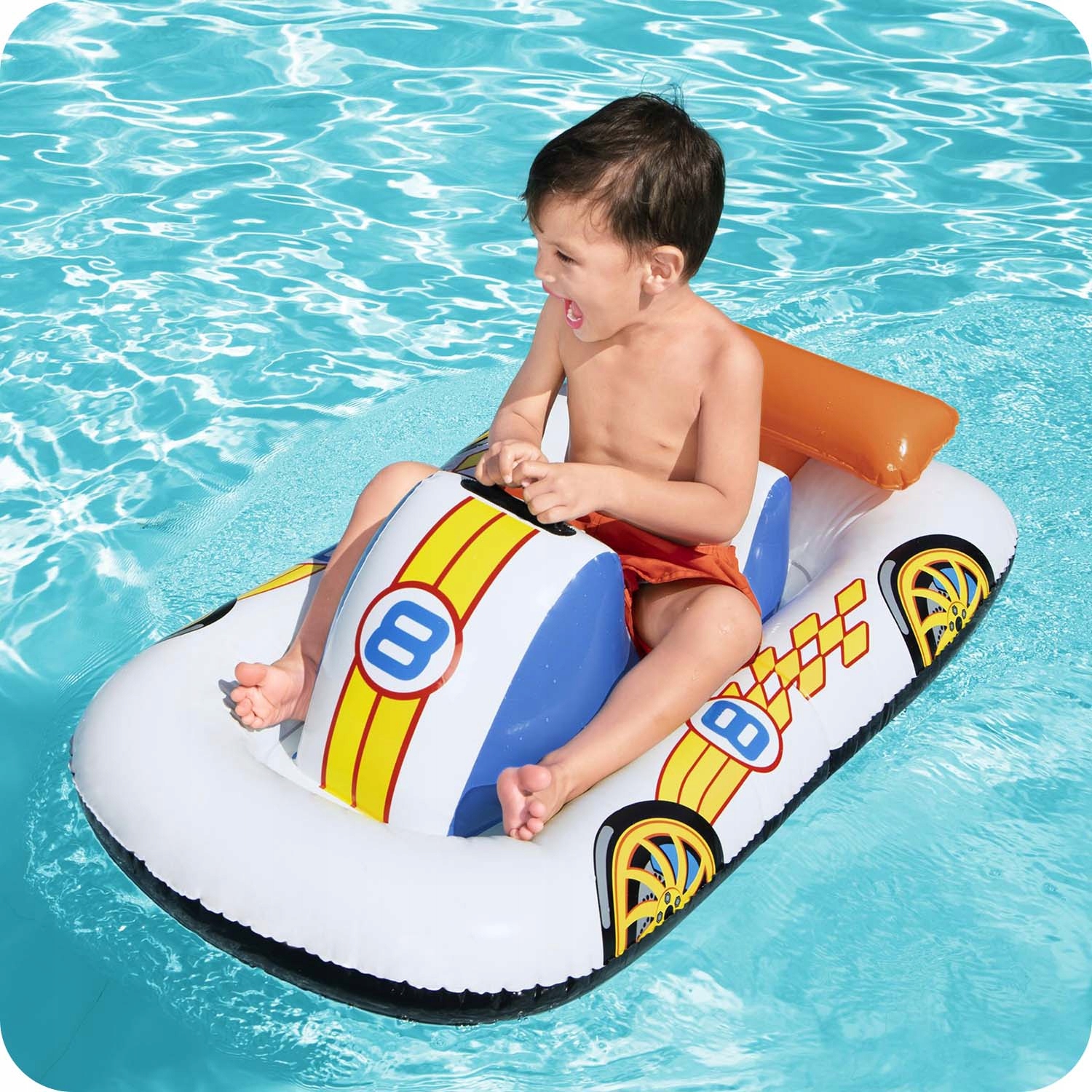 DMUCHANY PONTON DLA DZIECI WYSPA PONTONIK MATERAC ŁÓDKA DO PŁYWANIA AUTKO Szerokość produktu 61 cm