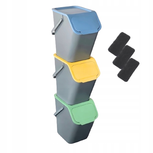 Levně Sada 3 nádob na tříděný odpad 25 l Bini 3 x filtr