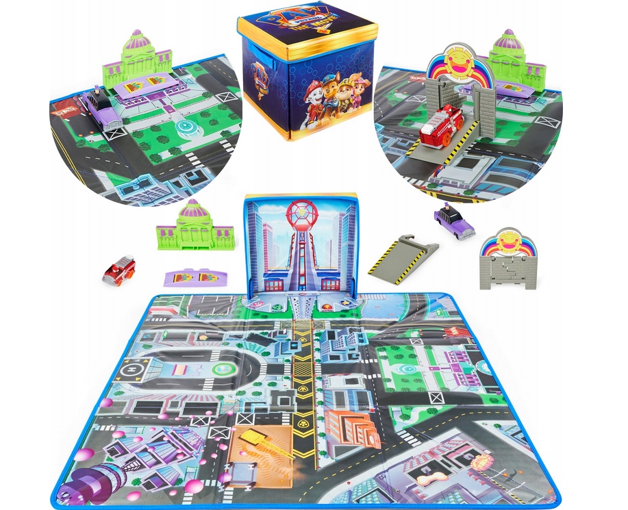 PSI PATROL PRZYGODA W MIEŚCIE MATA ULICE + 2 AUTA magiczne pudełko pufa